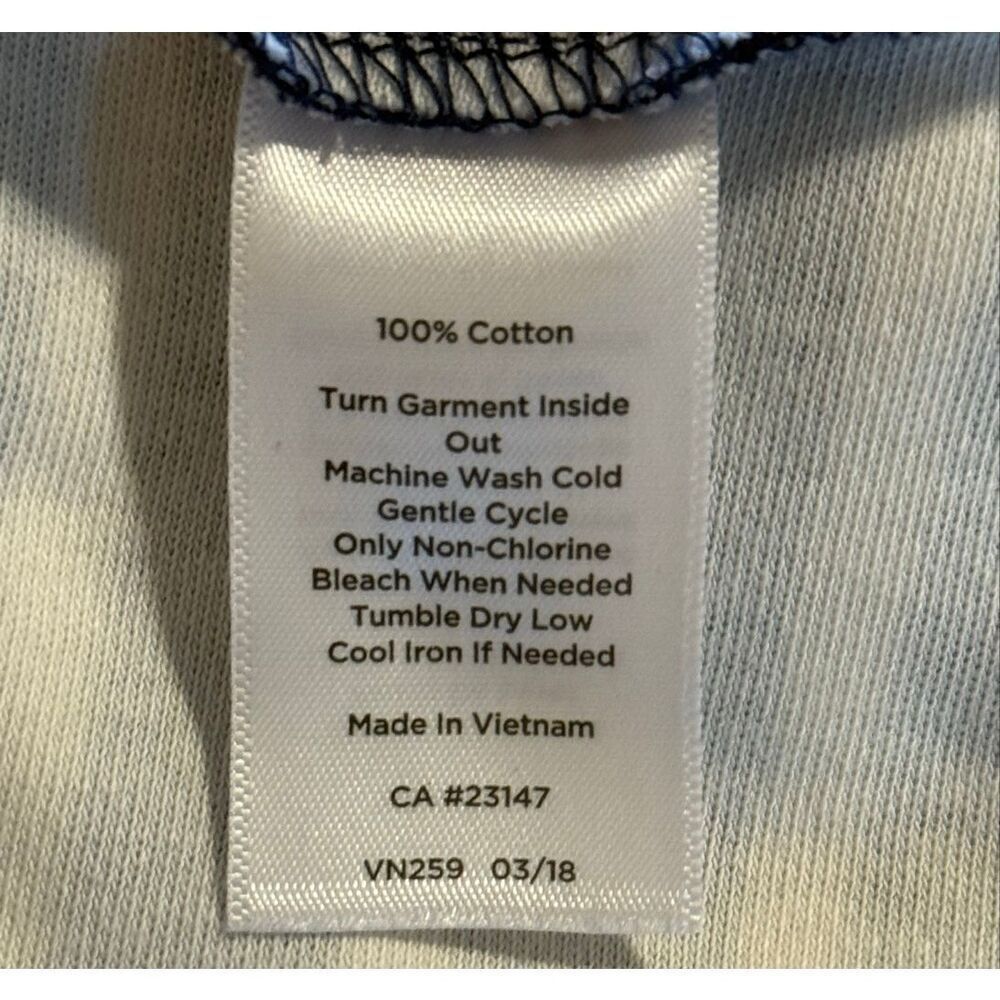 Talbots Size L Petite Blue & White Stripe Shift Dress Red Floral Neck 3/4 Sleeve - Picture 12 of 12